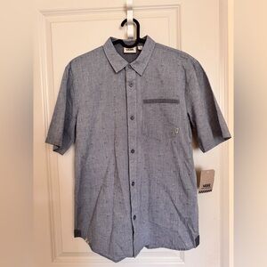 Vans Boys Short Sleeve Button Down Shirt Vintage Indigo Youth XL 100% cotton NWT